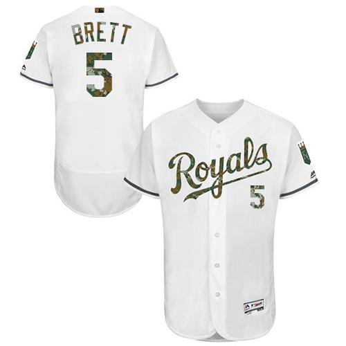 Royals #5 George Brett White Flexbase Authentic Collection Memorial Day Stitched MLB Jersey